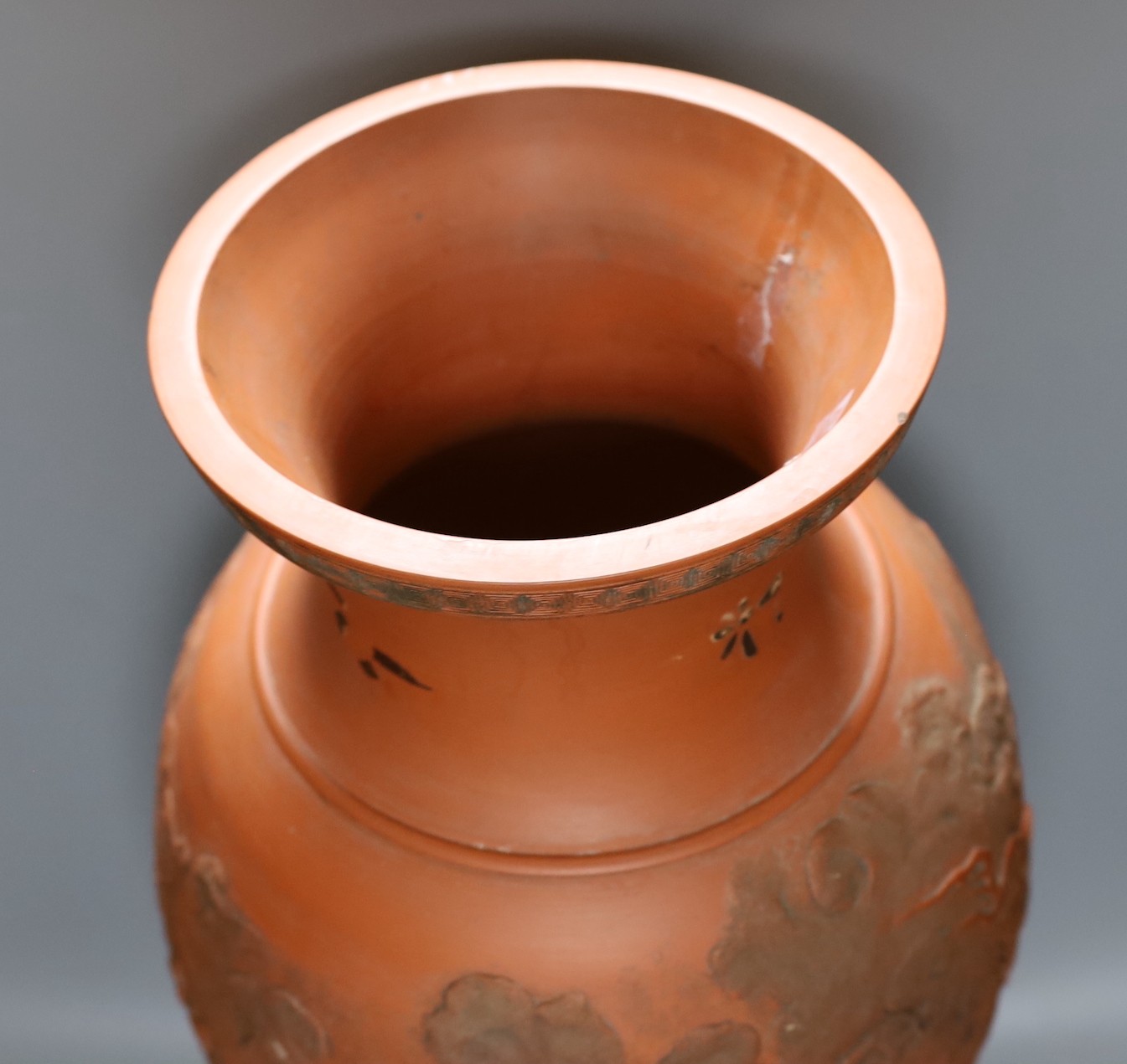 A large Japanese terracotta vase, 63cm